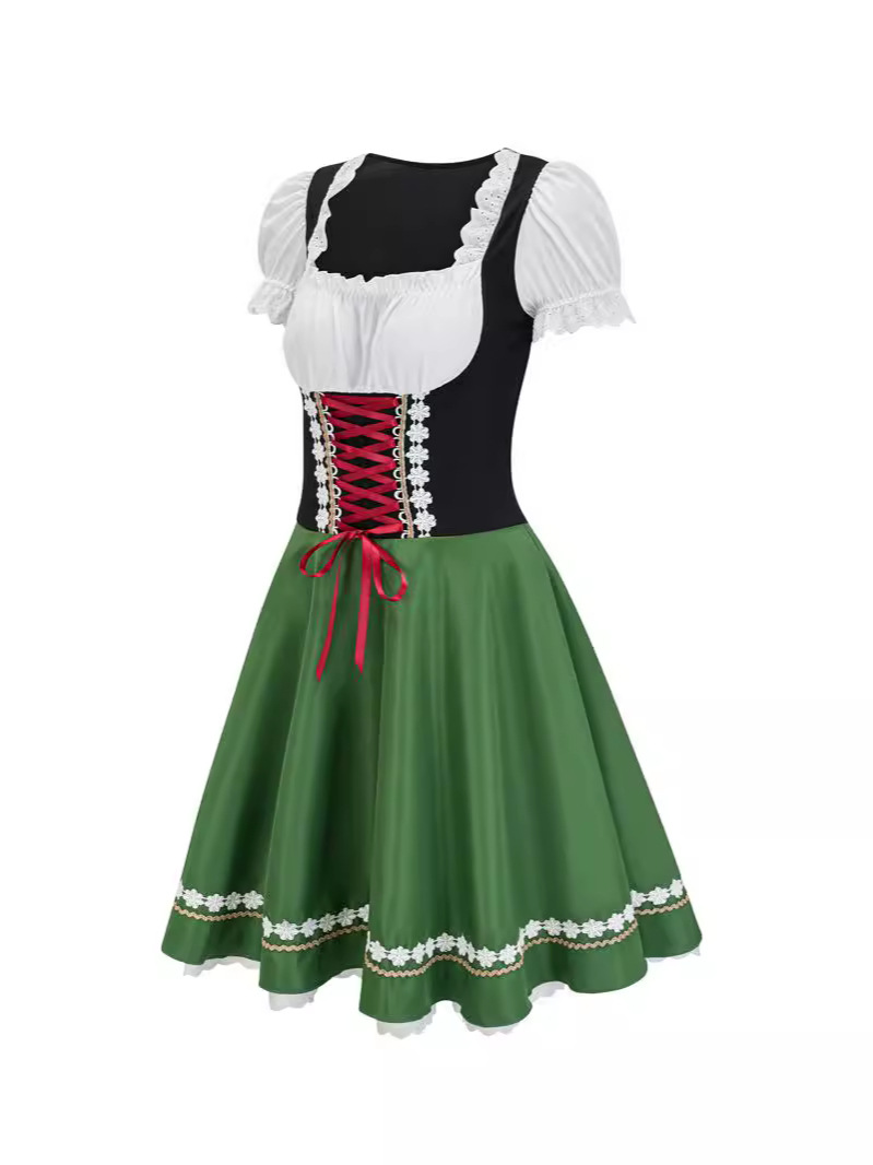 Halloween German Beer Dress Short Sleeve Women Beer Girl cosplay dress Maid Dress Beer Dress