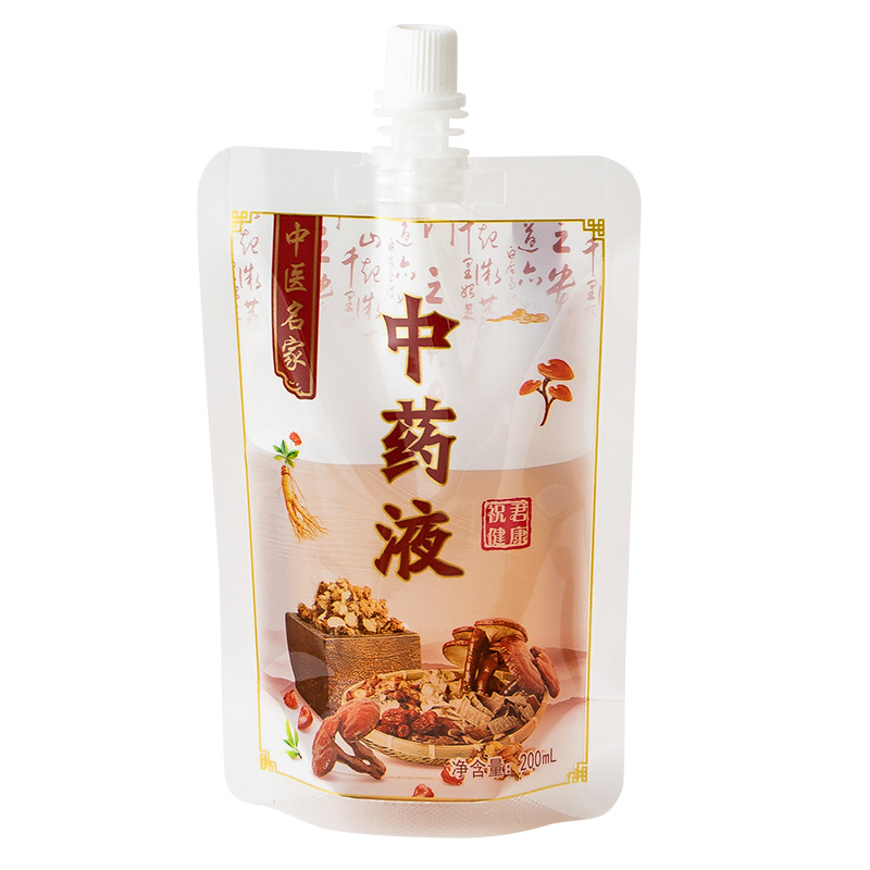 Disposable Chinese medicine liquid self-supporting suction nozzle bag liquid herbal tea Chinese medicine liquid food grade thick suction nozzle bag wholesale
