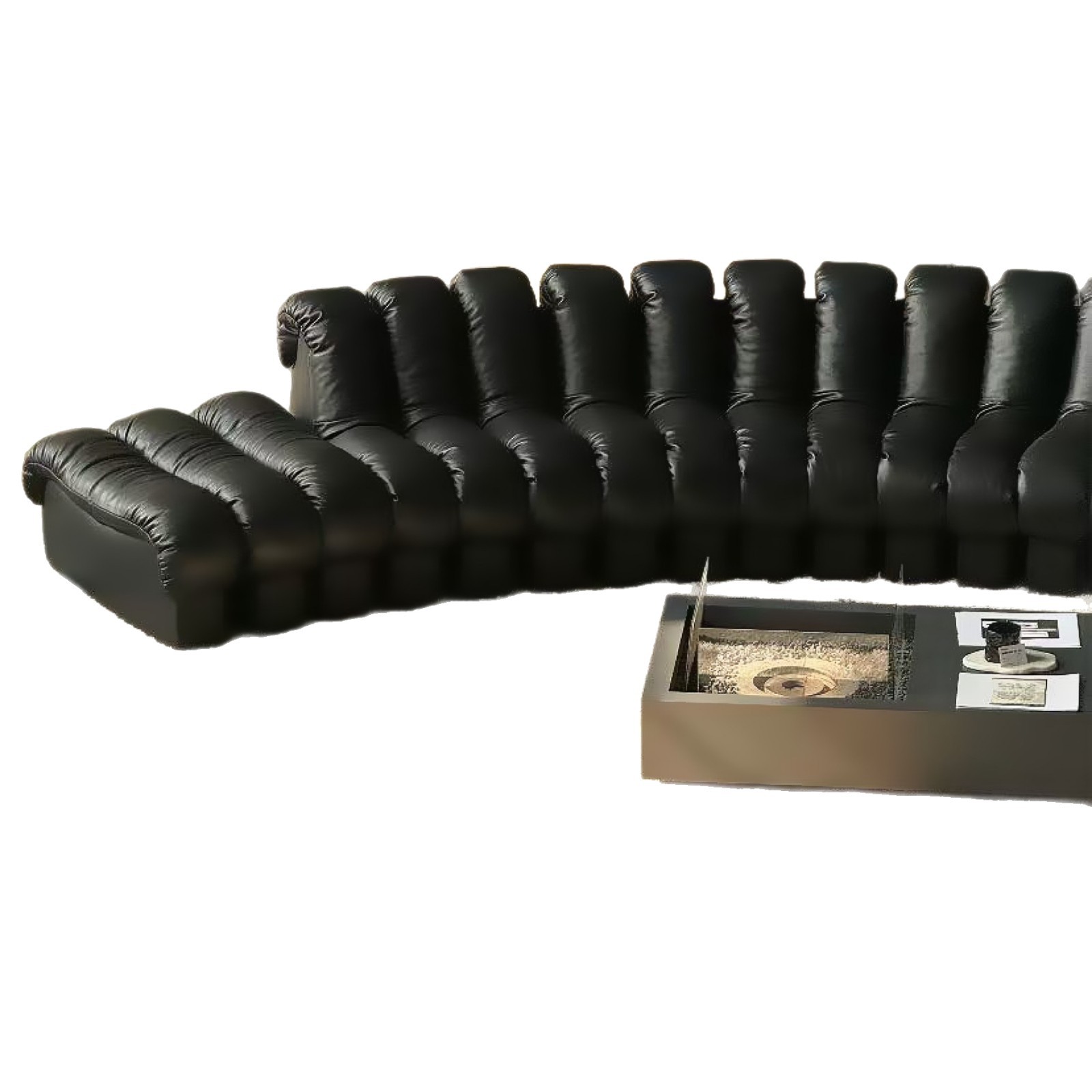 Snake-shaped Sofa Italian Minimalist Curved Leather Villa Living Room S-shaped Leather Free Module Combination D Semi-round Sofa