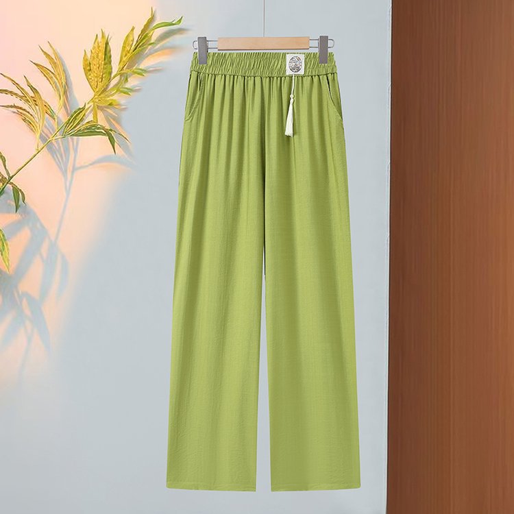 Dropshipping 2025 Summer New Retro-Style Elastic Waist Slimming Straight Pants Fashionable Age-Reducing Versatile Wide-Leg Pants