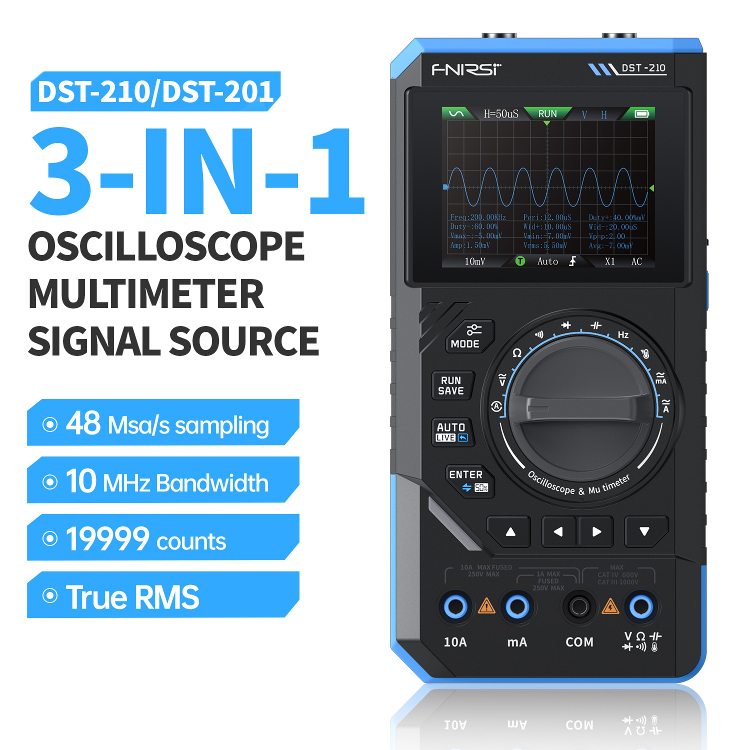 Fnirsi Dst210 Three-In-One Four-And-A-Half Digital Multimeter 10m Bandwidth Oscilloscope Signal Generator