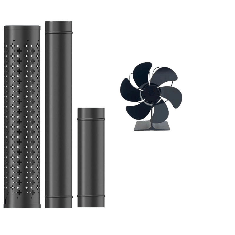 Fireplace Real Fire Wood Smoke Pipe Chimney Smoke Pipe Anti-Scalding Mesh Elbow Three-Way Rain Vent Fan Full Set of Accessories