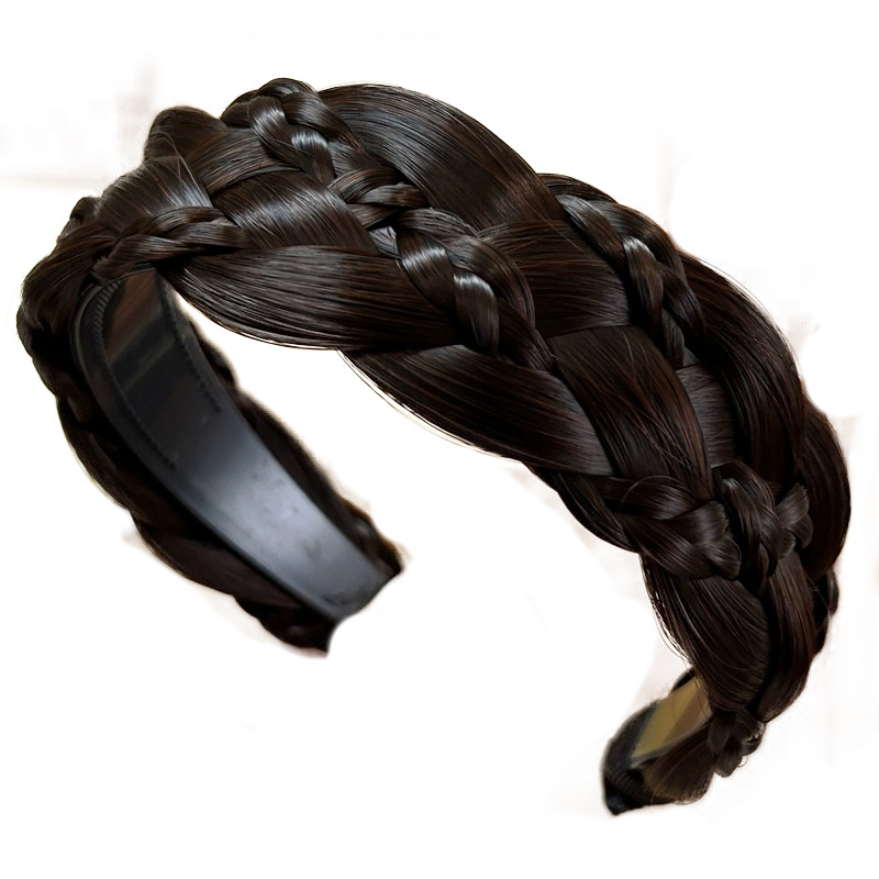 Cross-Border Hot-Selling Wig and Headband Integrated Braided Hairpin High Skull Cover White Hair Fishbone Braid Headband Hair Accessories Wig