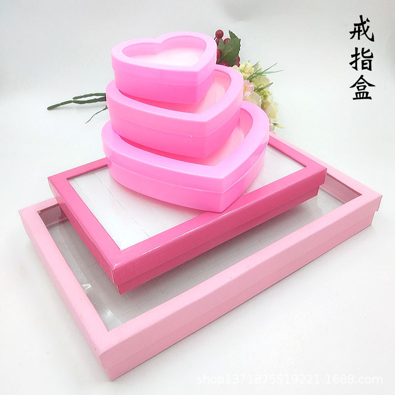 Коробка для колец для женщин и детей, пластиковая розовая коробка для ювелирных изделий, хранение серег