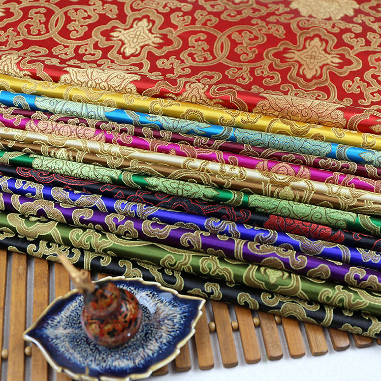 Brocade Fabric, Rich Flower Silks and Satins, Mahogany Furniture Cushions, Pillows, Antique Clothing Jacquard Brocade Fabric Wholesale
