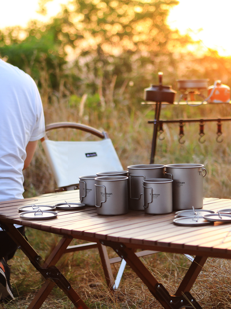 Outdoor Titanium Cup Pure Titanium Water Cup Camping Portable Tea Cup Coffee Cup Titanium Alloy Foldableing Mug Very Practical