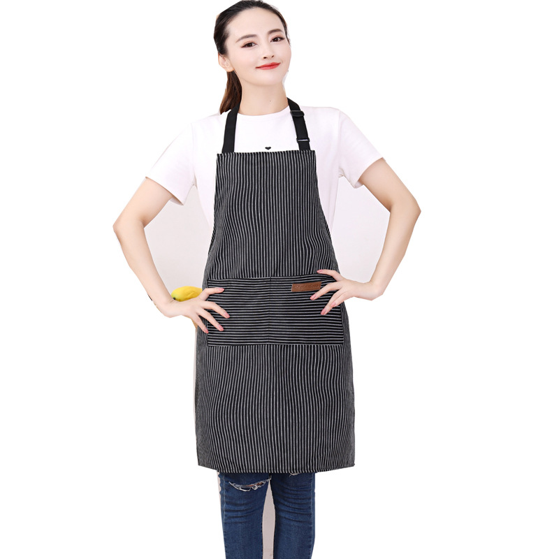 Summer Cotton and Linen Halter Neck Striped Foreign Trade Apron Home Restaurant Kitchen Baking Apron Thin Work Apron Wholesale