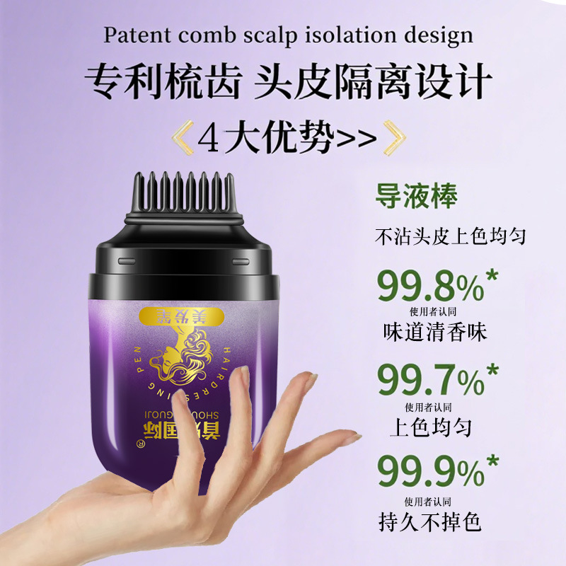 Shoumei International's New Color Touch-Up Hair Pen for Covering Gray Hair, Temporary Color Touch-Up, Waterproof and Sweat-Proof, Quick Hair Styling Stick