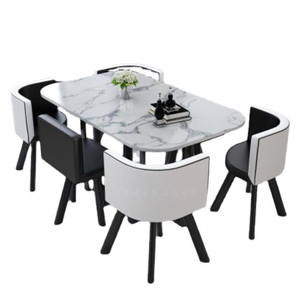 Nordic Simple Negotiation Table and Chair Set One Table Six Chairs Reception Reception Table Rectangular Table Office Conference Table