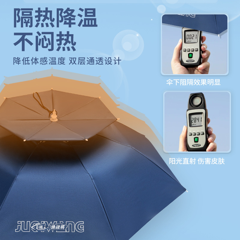 Fishing umbrella umbrella cap head-mounted umbrella with sunscreen foldable sunshade umbrella outdoor fishing umbrella wholesale
