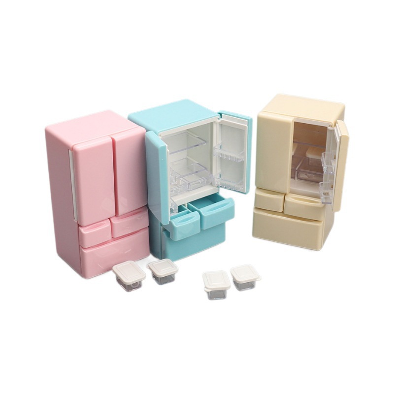 Cross-border Mini Furniture Two-door Refrigerator Miniature 1:12 Doll House Model Kitchen Children's Play House Boutique Toys