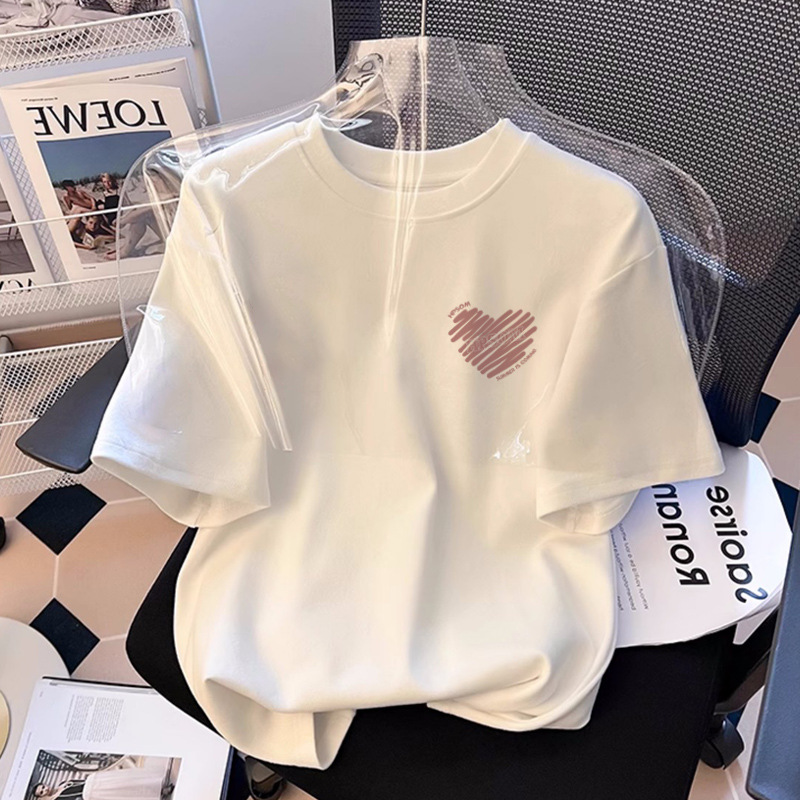 Белая хлопковая футболка с коротким рукавом для женщин, 2025, новый простой дизайн, летний топ, свободная футболка