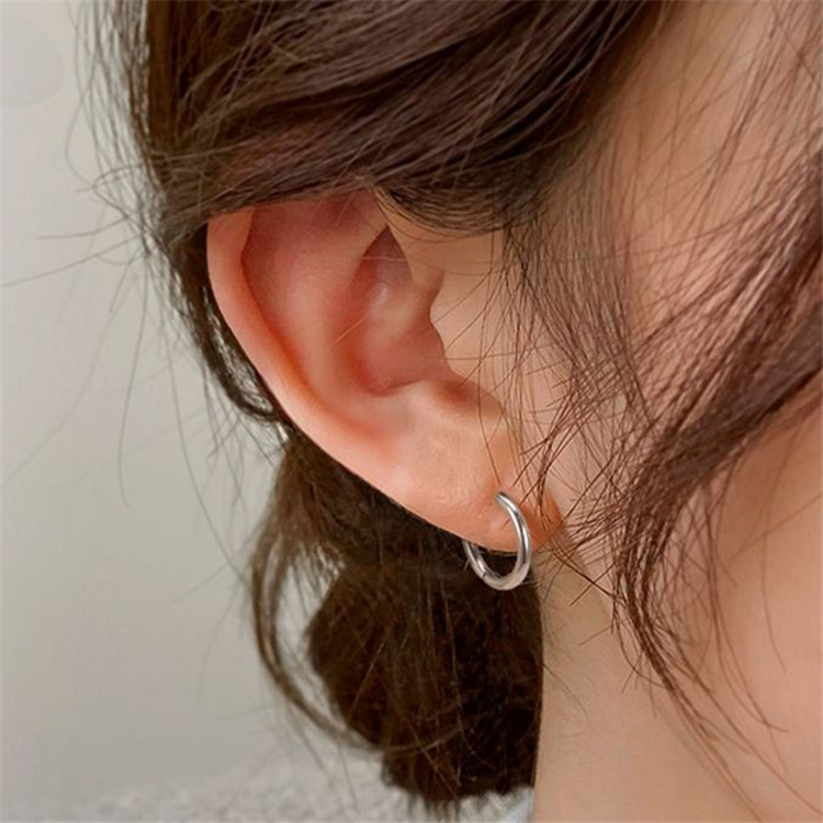 Cross-Border Popular Stainless Steel Plain Hoop Earrings Round Earrings European and American Earrings Hoop Earrings Piercing Jewelry Wholesale
