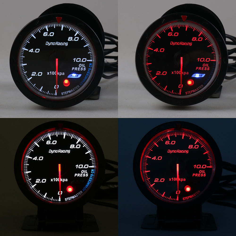 Car modification 60mm oil pressure gauge with bracket red light white light racing meter suitable for 12V car