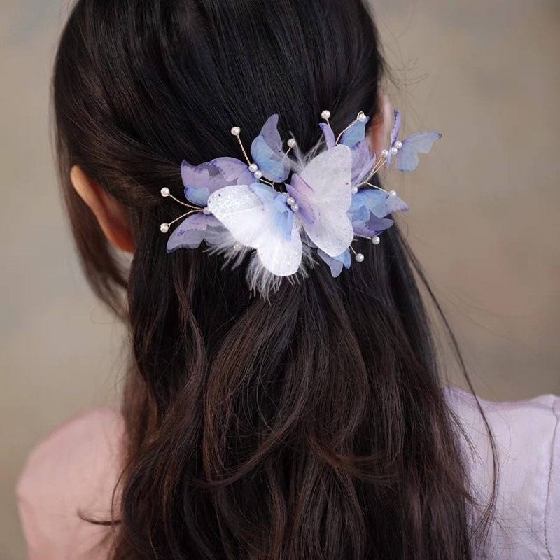 [1.7K Followers] Fairy Style Hairpin: Beautiful and Ethereal Butterfly Ancient Style Hair Accessory with Duckbill Clip on the Back of the Head