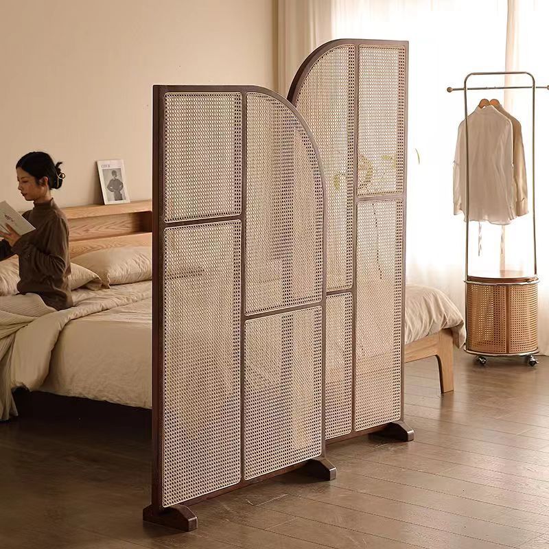 Японский стиль, экран из массива дерева и ротанга, новая модель для небольших гостиных, ретро перегородка, подвижный экран для ванной