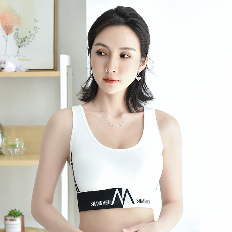 Women's letter-wrapped chest push-up beauty back yoga sports bra underwear anti-exposure sling girl's chest-wrapped vest