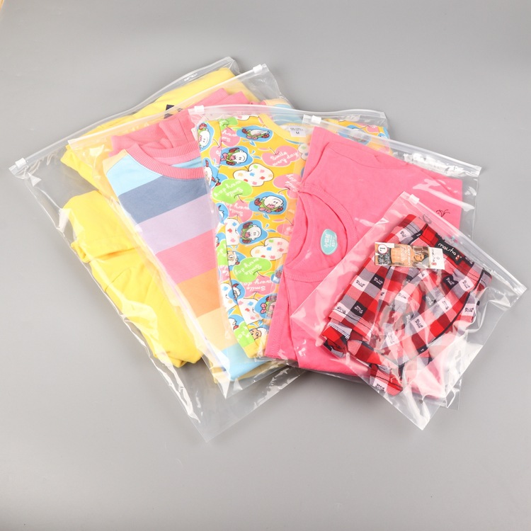 In stock clothing packaging bag T-shirt underwear zipper bag jewelry cosmetics storage plastic clip chain bag printed logo