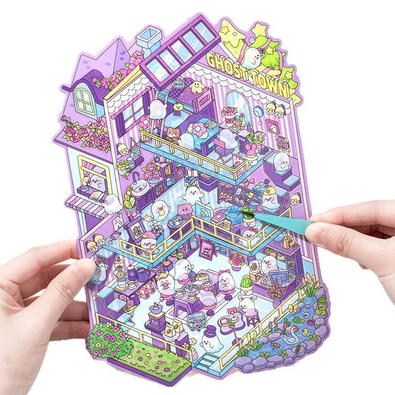 [new super version] toy box world space landscaping stickers 3d landscaping stickers diy hut