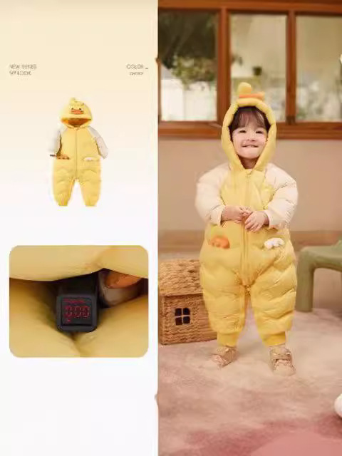 Baby Down Jumpsuit Children's Down Jacket New Boys' and Girls' Baby's Crawling Clothes Cute Fun Anti-Season Clearance