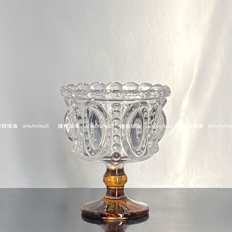 Coffee-Colored Irregular Tall Mousse Ice Cream Cup Crystal Cup Dessert Ins Ice Cream Glass Cup