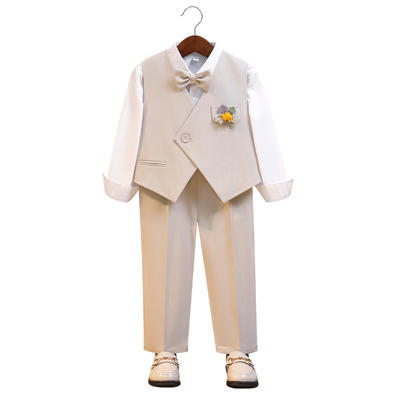 Boys' dress spring and summer new vest suit children's suit British wedding flower girl host catwalk show suit