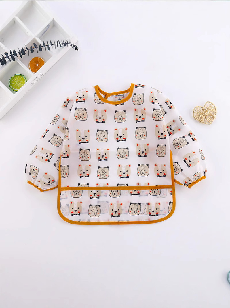 Manufacturer Customized Pattern Children's Smock Baby Waterproof Reverse Dressing Infant Eating Clothes Anti-Fouling Waterproof Washable