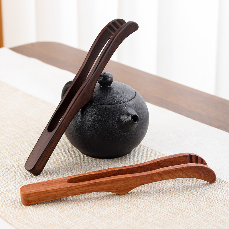 Ebony walnut rosewood tea clip curved clip Kung Fu Tea Cup clip tea ceremony six gentleman accessories wash cup clip
