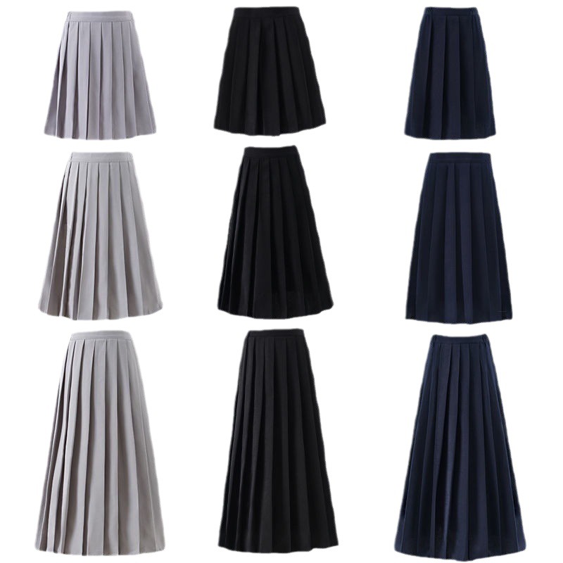 Japanese Style Jk Black 2025 Versatile Preppy Style A-Line Skirt Large Size Skirt Women's Mid-Length Brown Floral