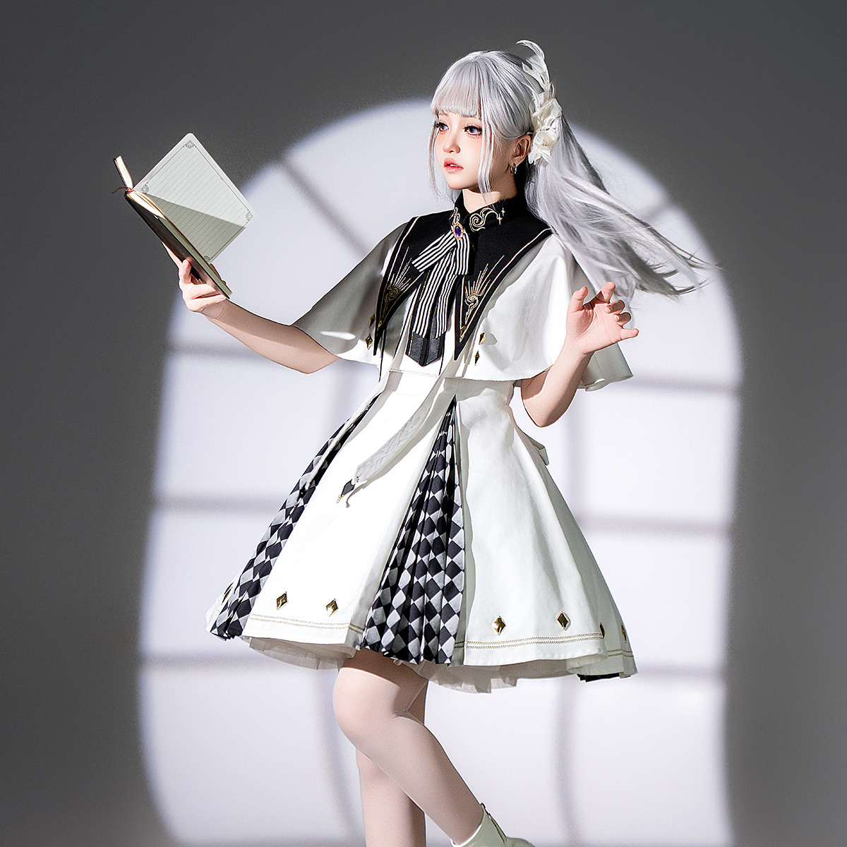 Bear Fun Sauce Original Real Eyes Lolita Female Lolita Fake Collar Cloak Slip Skirt Daily suit 7284