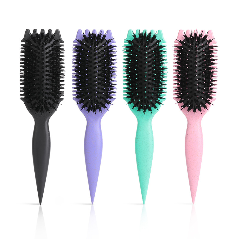 Cross-Border Wheat Straw Hairdressing Comb for Curly Hair Styling Air Cushion Bouncing Curls Defining Fluffy Skull Bristles New Hot Style