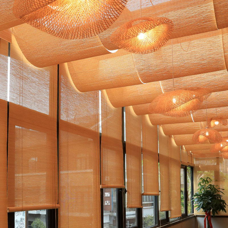 Homestay bamboo mat decoration ceiling farmhouse hotel decoration bamboo mat semi-finished bamboo mat material wholesale