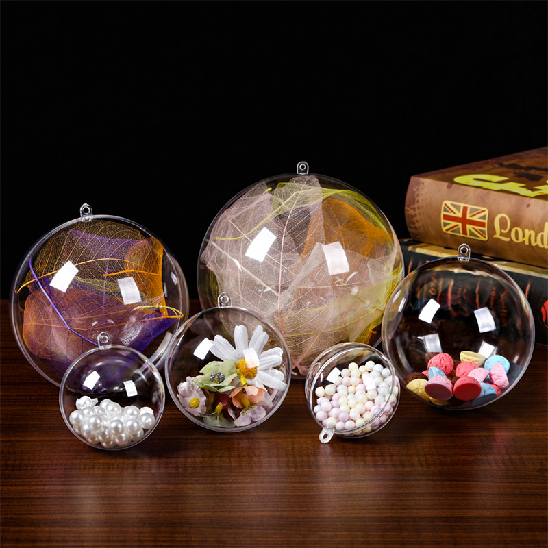 Factory wholesale ps Christmas ball transparent ball acrylic hollow ball Festival decoration hanging ball opening and closing ball plastic ball
