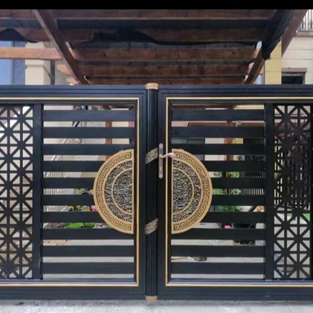 Chinese Courtyard Gate Aluminum Alloy Courtyard Villa Normcore Modern Self-Built House Aluminum Art Gate New Chinese Style Aluminum Art Gate