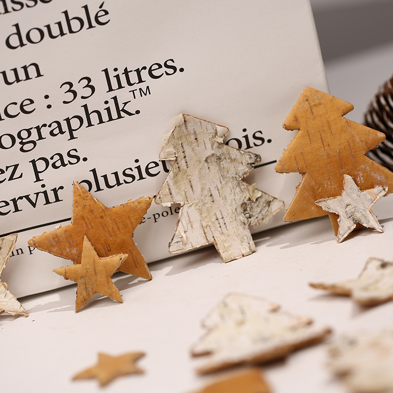 Bark Type Bark Five-Pointed Star Pine Country Style Christmas Decoration Pendant Ornaments Crafts Birch Bark Raw Materials
