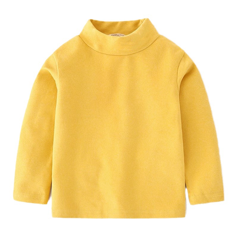 Fleece-lined de autumn and winter thermal children's underwear solid color boys' autumn clothes long-sleeved T-shirt for boys and older children