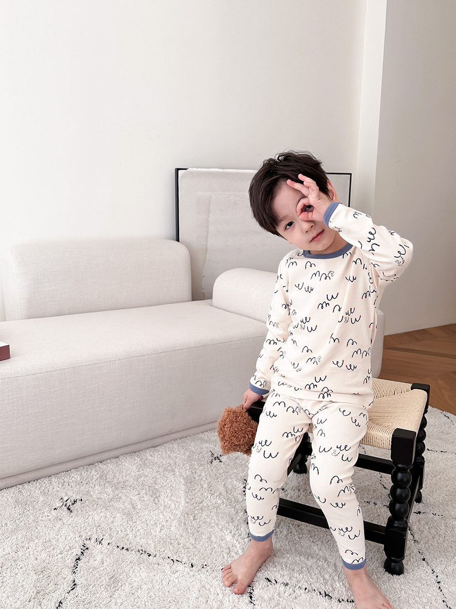 Children's Pajamas Category a Autumn and Winter Boys and Girls Baby Wool Pull-Up Home Clothes Small, Medium and Large Kidsren Cartoon Thermal Intimates