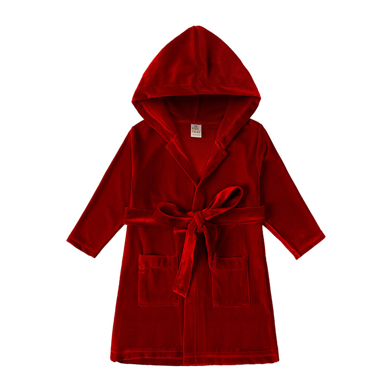 New children's bathrobe gold velvet boys and girls home clothing autumn and winter children's nightgown wholesale agent