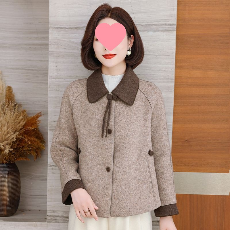 Mom's Chinese Style Autumn Style Jacket Short Style Middle-Aged and Elderly New Fashion Tops Women's Double-Sided
