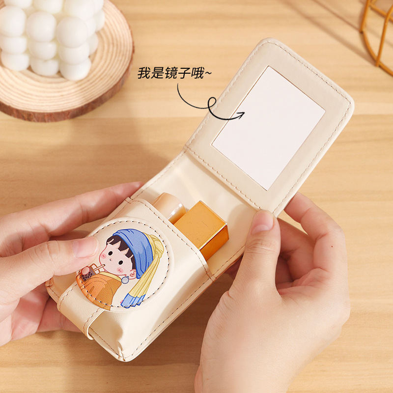 High-value mouth red envelope with mirror portable travel makeup bag lightweight body makeup storage protective case