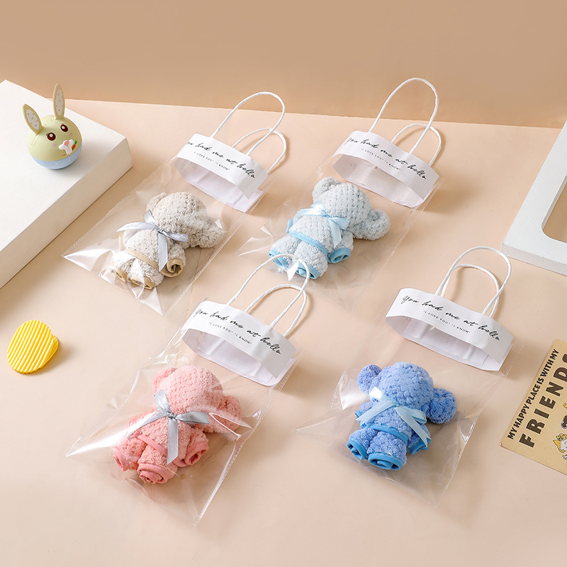 Wedding Coral Fleece Red Towel Bear Portable Gift Box Embroidered LOGO Absorbent Japanese Pineapple Pale Festival Gift