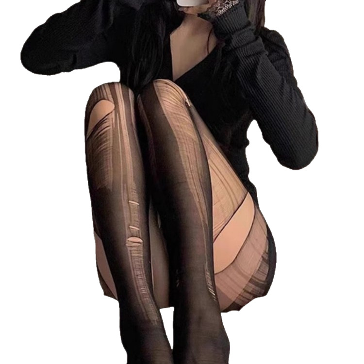 Hand-Tearable Socks, Thin Disposable Black Stockings, Slimming Look and Beautiful Legs, Sexy and Hot Holes, Easy to Tear, No Need to Take Off Pantyhose