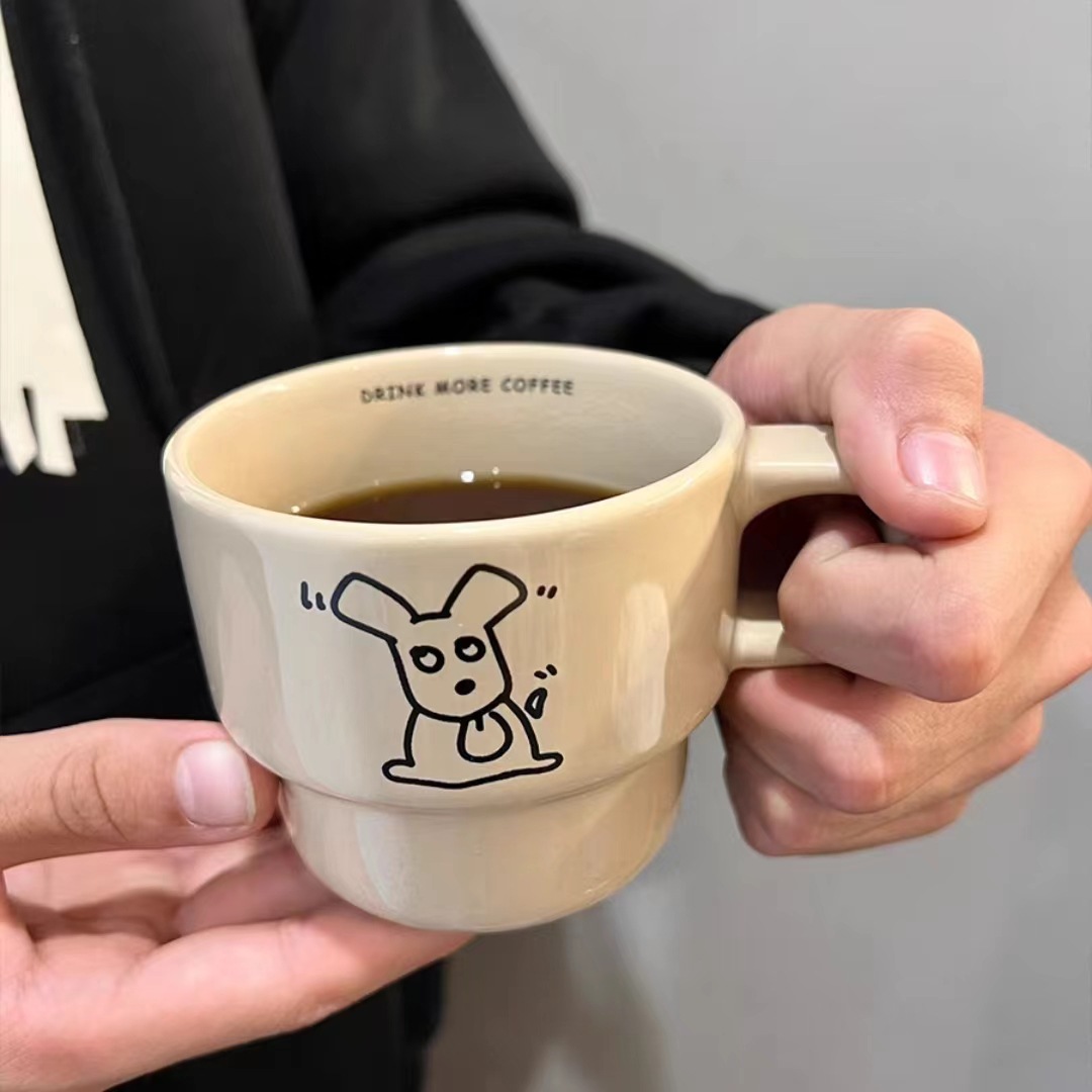 Stacking Cup Ceramic Mug Puppy Creative Coffee Cup Customized with Pictures Household Ceramic Cup High-value Water Cup