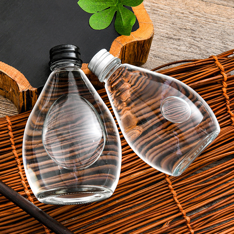 Wholesale Water Drop Bottle Glass Empty Wine Bottle Household Small Wine Bottle Sealed Fruit Wine Green Plum Wine Bottle Two or Two White Wine Bottle Empty Bottle