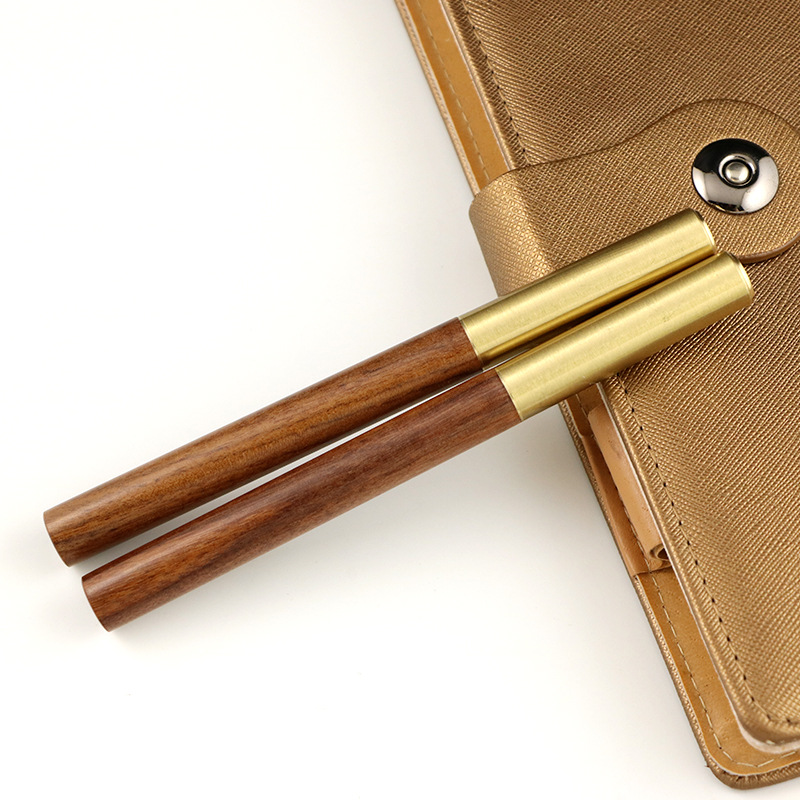 Supply thread rotating pen cover brass natural color wood pen laser printing business gift wood pen