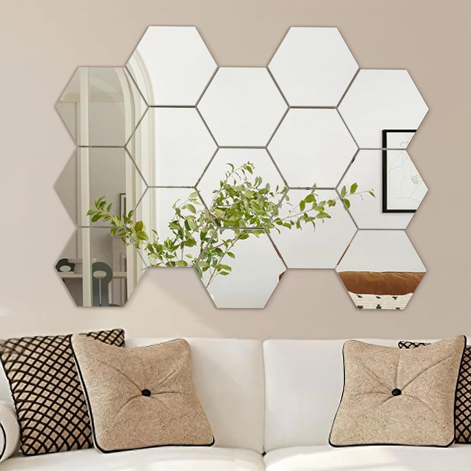 Cross-Border Hexagonal Acrylic Three-Dimensional Mirror Wall Sticker Self-Adhesive Living Room Bedroom Background Wall Home Decoration Soft Mirror