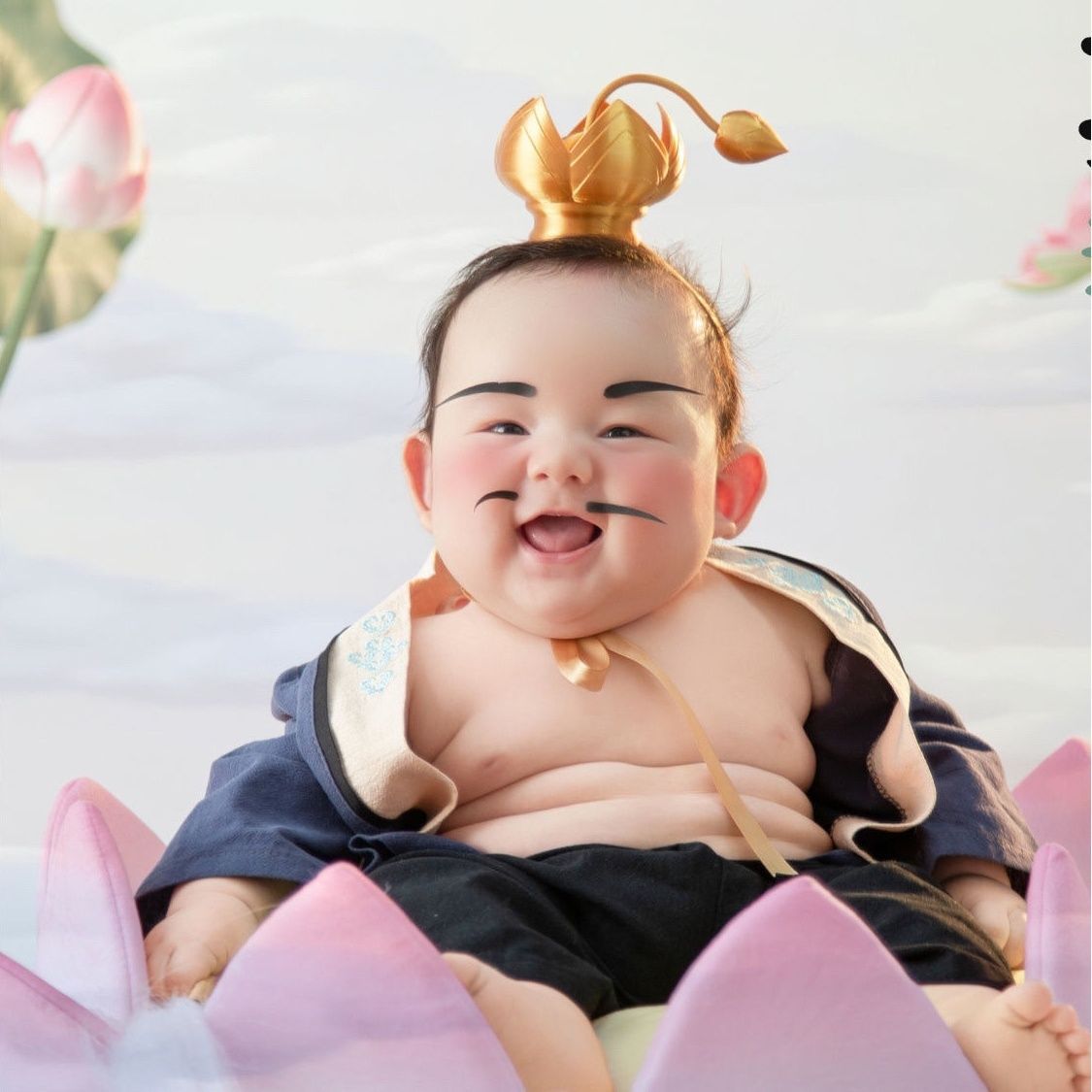 Taiyi Zhenren Cosplay 100-Day Birthday Photo Shoot Outfit, Nezha 2: the Magic Child's Sea Adventure Children's Photography Costume