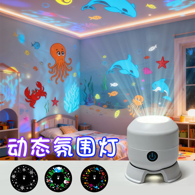 Новый LED проектор снежинок на Рождество 2025 года, цветная вращающаяся праздничная лампа