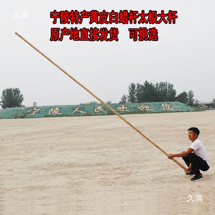 The White Wax Pole Is Too Big with Yellow Skin Martial Arts Stick Shaolin Qi Eyebrow Stick Red Tassel Gun Pole Rattan Martial Arts Stick