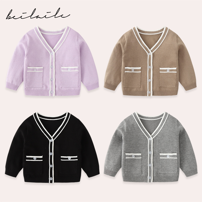 [маленький ароматный свитер] Верхняя одежда для детей, вязаный кардиган для мальчиков, трикотаж для девочек